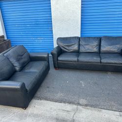 Modern Leather Couch And Loveseat Rel,  Like New 