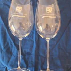 Set Of 2. Norwegian Cruise Large Wine Glasses