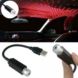 USB Car Roof Atmosphere Lamp LED Ambient Star Starry Light Projector Accessories - Red Color