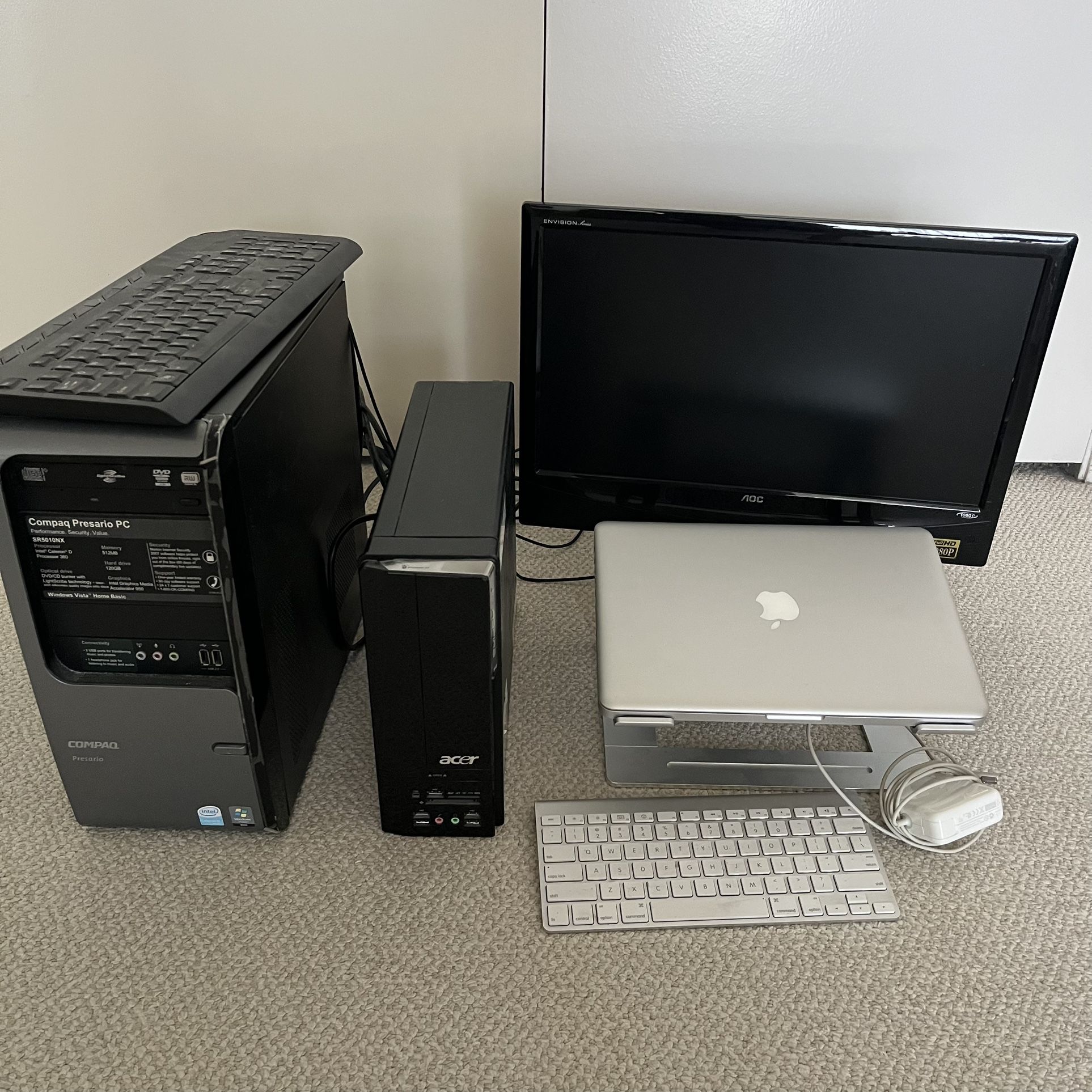 Windows PC And Apple MacBook Pro + Keyboard Monitor Stand Charger