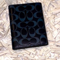 COACH Blue, Leather Passport Cover 