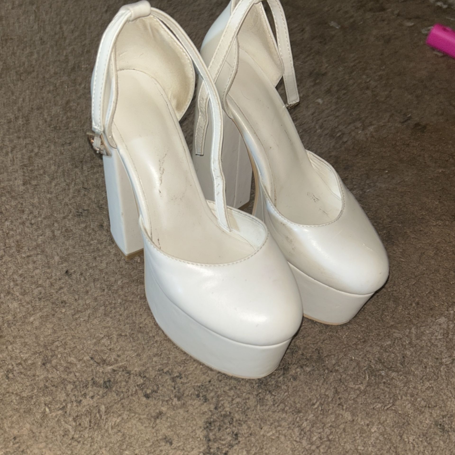 High Heel Block Style White