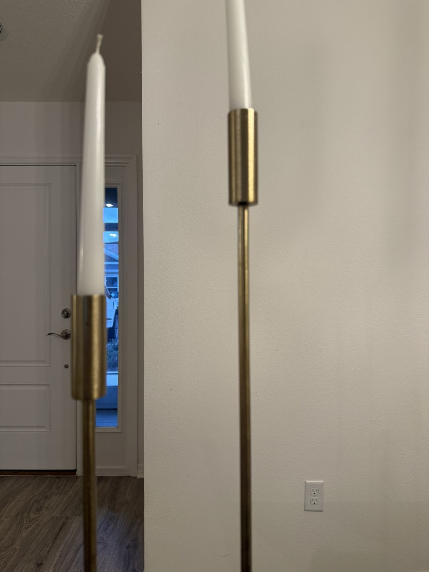 2-Modern Brushed Gold Candle Sticks