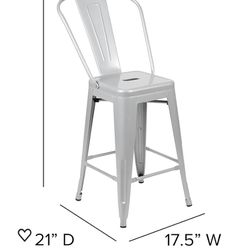 Indoor-Outdoor Counter Height Stool with Removable Back