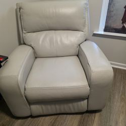 Leather Power Recliner Cream Color