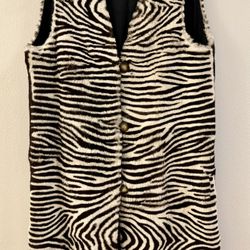 RABBIT FUR VEST-ANIMAL PRINT STRIPES-CUSTOM MADE-ELEGANT VINTAGE COAT