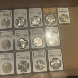 13 Graded High Value Silver Coins 