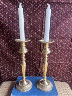 Pair of vintage brass candlestick holders