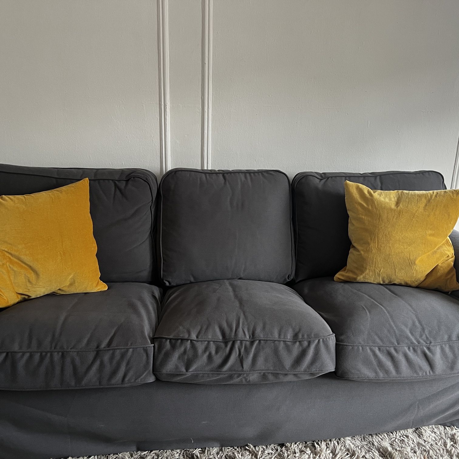 Super Comfy Gray Couch With Accent Pillows