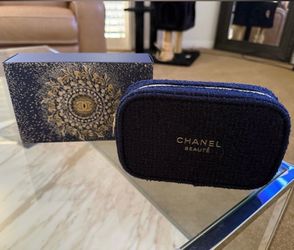 Chanel• NWT Navy Felt Holiday Edition Cosmetic Pouch