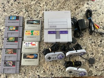 Super Nintendo System (SNES) Bundle W/9 Games, 3 Controllers & Cables: Tested!
