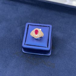 Ring 10k Gold Diamonds Real / Ruby 