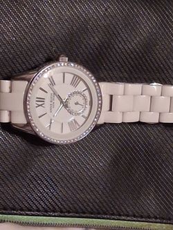 NEW! Anne Klein New York Womens 12/2199WTWB Crystal Accented Ceramic Link Watch!