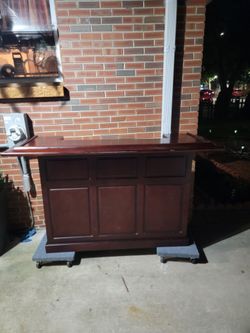 Wooden Bar 72 inch  very nice and solid with barstools