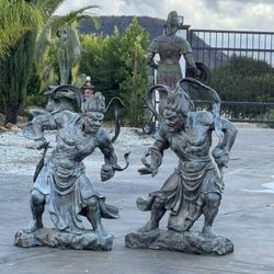 Large Antique Japanese warriors Sculptures 