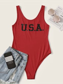 "USA" Graphic Tank Bodysuit