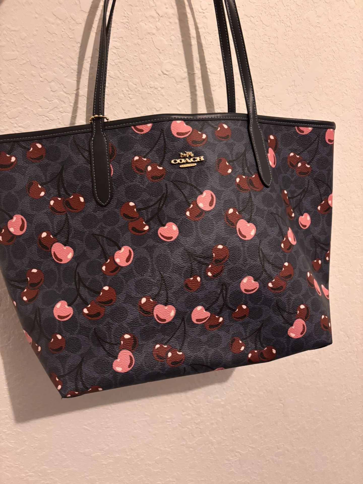 City Tote Bag In Signature Canvas With Cherry Print