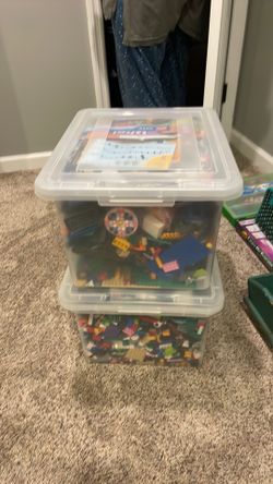 2 medium bins of legos