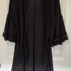 Black Crochet Trim Kimono Cardigan – Size L