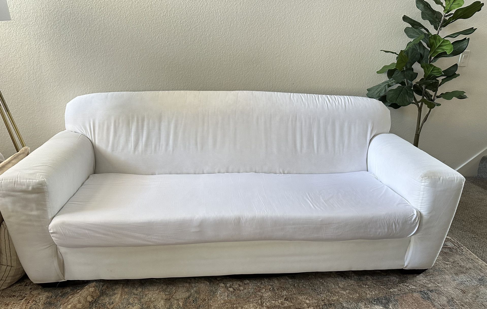 White Couch w/ WASHABLE SLIP COVER