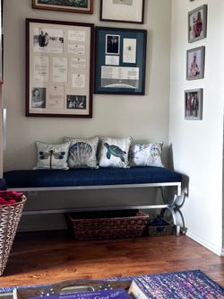 Blue Linen Bench
