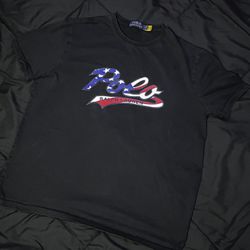 Polo Ralph Lauren Black USA Flag Fill Logo size medium Graphic tee 