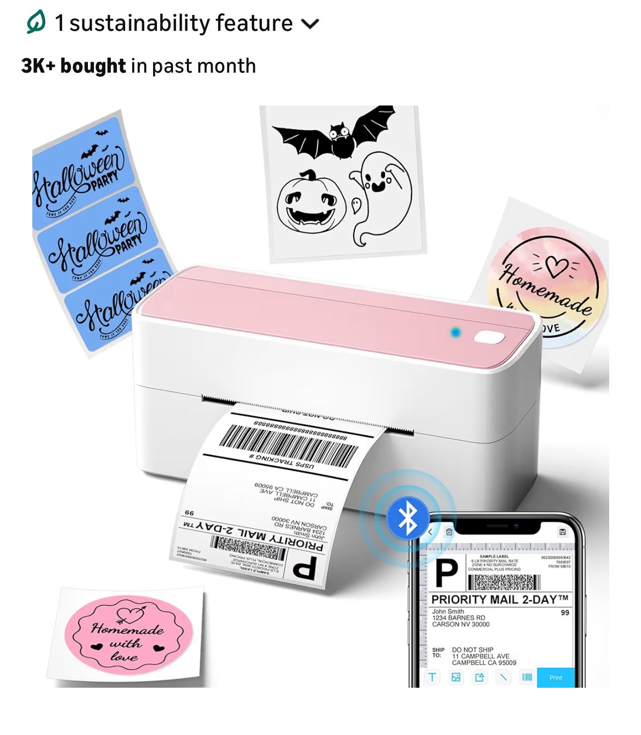 Thermal Label Printer, 241BT 4X6 Wireless Shipping Labels Printer for Small Business