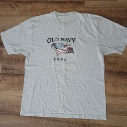 Vtg Old Navy Shirt Mens American Flag 2002 00s Y2K Graphic T Shirt SIZE UNKNOWN
