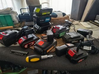 Lot of Cordless Tool Batteries & Chargers — Tested Working