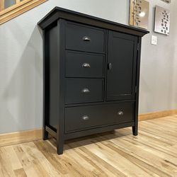 Redmond Medium Black Wood Storage Cabinet Dresser Kitchen Cabinet Hutch Organizer  Chest of Drawers