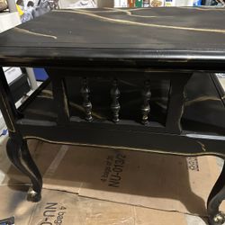 Antique Black And Gold Marble Table
