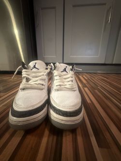 White and purple jordans