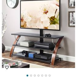 Whalen Swivel 3-in-1 TV Stand for TVs up to 60 Brown Cherry Finish