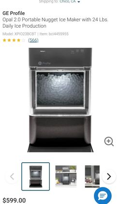 GE Profile Opal 2.0 Nugget Countertop Ice Maker w/ Side Tank, WiFi, Black