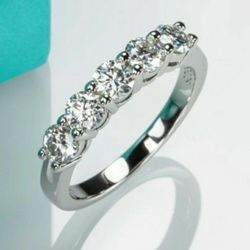 1.5ct Moissanite Band Rings  925 Sterling Silver Hallf Eternity Band Finger Ring For Women