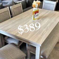 Brand New Light Gray 6-Pc Dining Table Set No Tax 