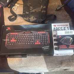 ARES E1 gaming keyboard  and MOUSE ZEUS E2