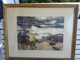 John Whorf gelatone print, matted & framed