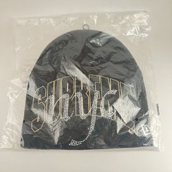 Supreme x New Era® Rhinestone Arc Logo Beanie 'Black' – Brand New / Sealed