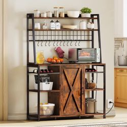 5-Tier Kitchen Bakers Rack with X Door and Shelves