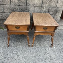 matching vintage maple end tables 