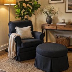 Black Accent Chair with Matching Ottoman