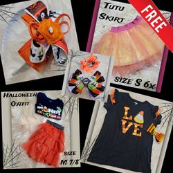 ‼️FREE‼️ Little Girls Halloween Outfits & Accessories 🎃✨️🧡 ‼️ONLY IN THE PURCHASE OF ANY HALLOWEEN COSTUME‼️