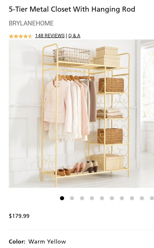 5 tier metal rack with clothes rod