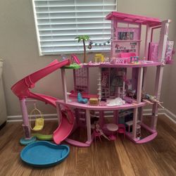 Barbie Dreamhouse doll house with lights and sounds plus add-on dolls