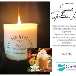 “WISH YOU WERE HERE” 16 Oz. Soy Candles By “Kimberly’s Candles” For Suicide Prevention!