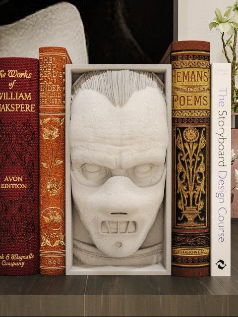 Hannibal Lector Book Nook Bookend Fantasy Horror Decor Literature Halloween