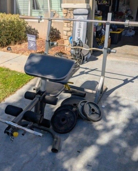 230lbs Olympic Weights Squat Rack Bench Barbell 