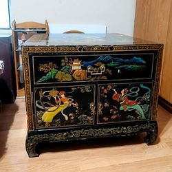 Vintage Oriental Hand Painted Cabinet