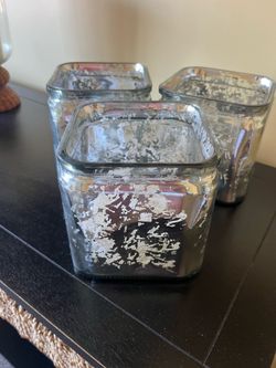 Silver and clear short vases  set of 6